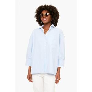 POMANDER PLACE Blue Oxford Adair Boyfriend Shirt Size L NWT
